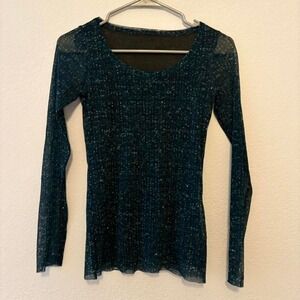Double layered micro mesh top with sheer sleeves and shoulders size S
